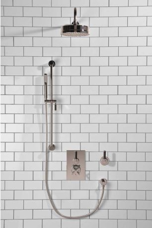 Elbe - Concealed Shower Set + Diverter - Black Lever/Black Lever - 8" Rose - Chrome