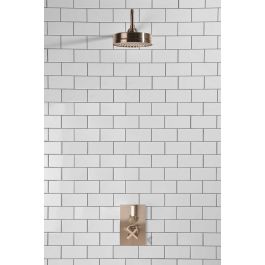 Brushed Nickel - Concealed Shower Set - White Lever - 8 