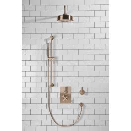 Brushed Nickel - Concealed Shower Set + Diverter - Metal Lever - 8 