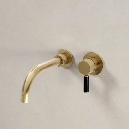 Senska - 2-Hole Basin Mixer Tap - Wall Mounted - Black Lever