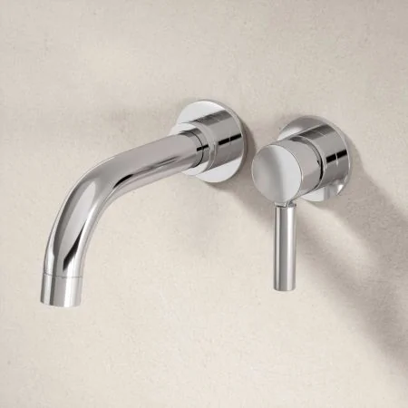 Bayor Wall Mounted 2 Hole Bath Filler with Metal Lever in Chrome