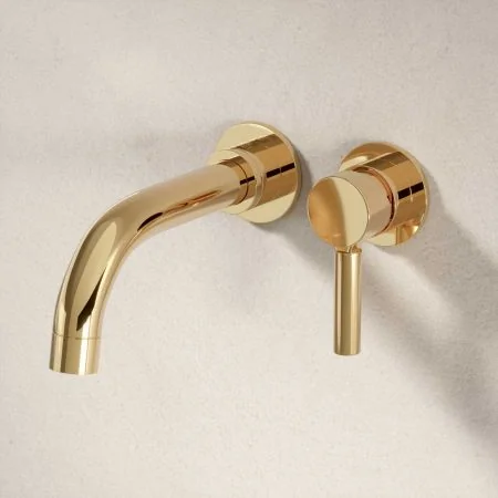 Bayor Wall Mounted 2 Hole Bath Filler with Metal Lever in Living Brass