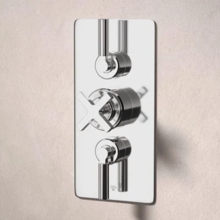 Bayor Dual Outlet Concealed Shower with Handheld Shower Hook & 210mm Ceiling Arm with 8" Rose - Metal Lever - Chrome