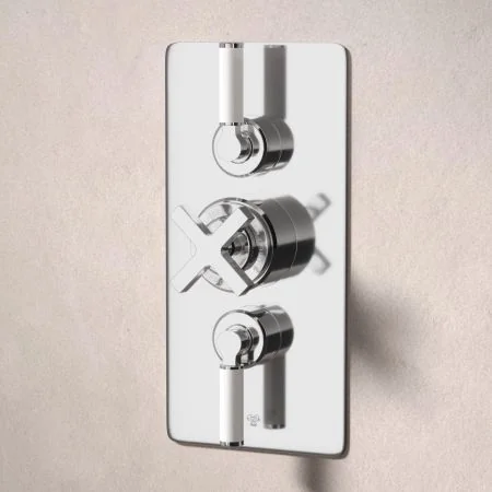 Bayor Dual Outlet Concealed Shower with Handheld Shower Hook & 210mm Ceiling Arm with 8" Rose - White Lever - Chrome