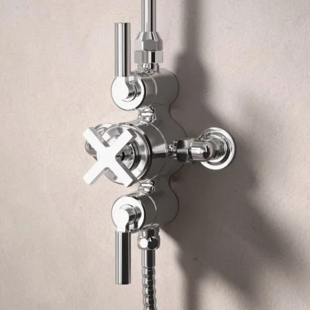 Bayor Dual Outlet Exposed Shower with Slider Rail & 8" Rose - Metal Lever - Chrome