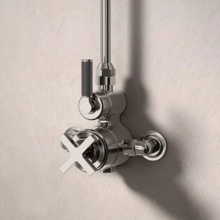 Bayor Single Outlet Exposed Shower with 8" Rose - Black Lever - Brushed Nickel