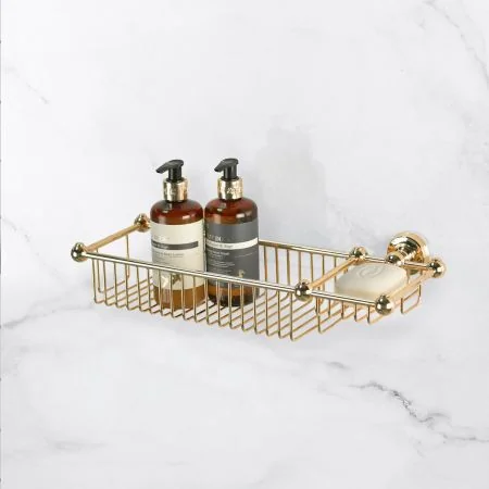Traditional Soap & Sponge Basket - Living Brass