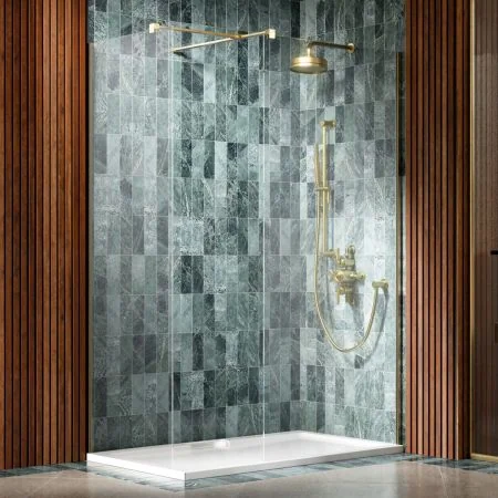 Wharfe Walk In Shower Enclosure - Brushed Brass