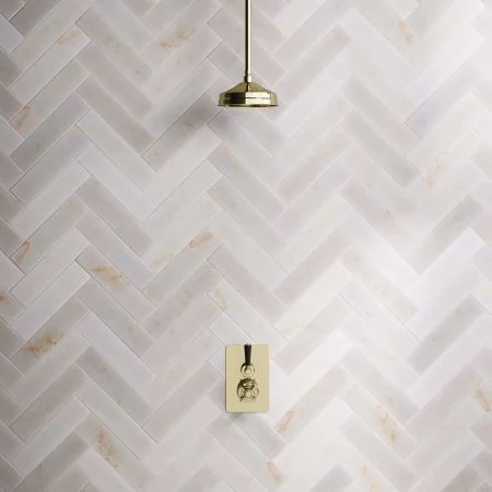 Linton Concealed Shower Valve, Shower Arm and 8 inch Ceiling Mounted Rose Timeless Brass Black Lever