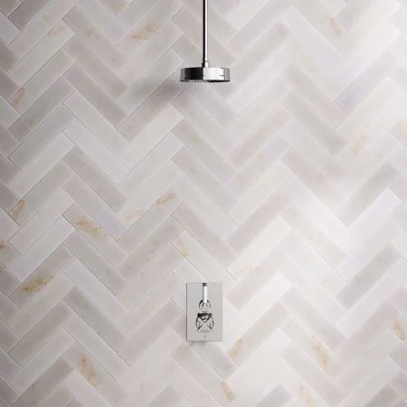 Bayor Single Outlet Concealed Shower with 210mm Ceiling Arm, 8" Rose & White Levers in Chrome