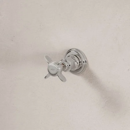 Linton Deck Mounted Basin Pillar Taps - Crosshead - Polished Nickel