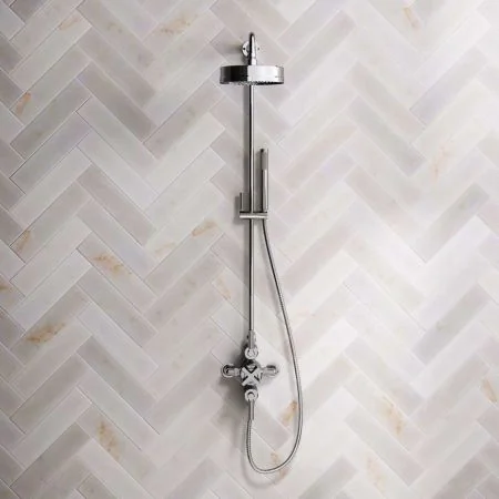 Elbe Dual Outlet Shower Kit - Exposed Valve Lever - Handshower Mounted on Riser-Rail