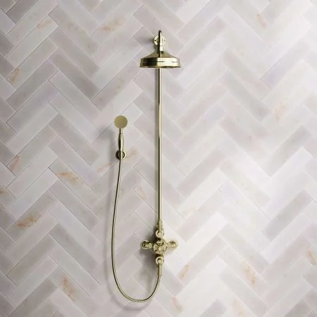 Linton Dual Outlet Shower Kit - Exposed Valve - 6 or 8 inch Rose - Metal Lever - Handshower Hook