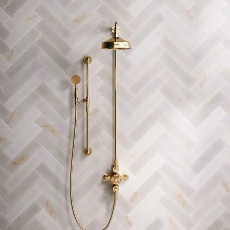 Linton Dual Outlet Shower Kit - Exposed Valve - 6 or 8 inch Rose - Metal Lever - Handshower Slider-Rail