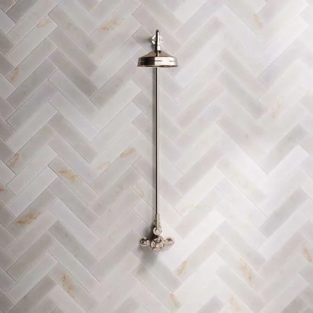 Linton Single Outlet Exposed Shower with 8" Rose & Metal Levers in Polished Nickel