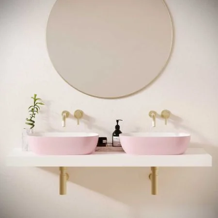 Felix Stone Countertop Basins with Vasco Double Shelf - Ice Hot Pink