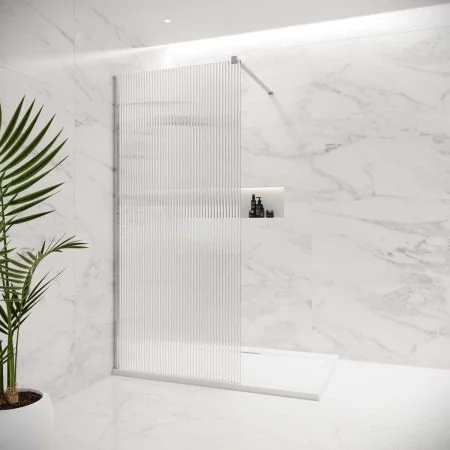 Foss Reeded Walk In Shower Enclosure - Chrome