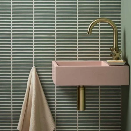 Marcel Rectangular Concrete Basin 1TH - Freestanding - Blush Pink