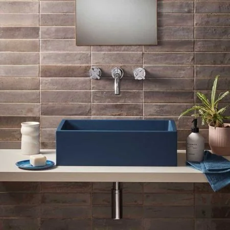Walter Rectangular Concrete Basin - Freestanding - Midnight Blue