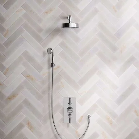 Klee Dual Outlet Concealed Shower with Hook Mount & 8" Rose - Metal Lever