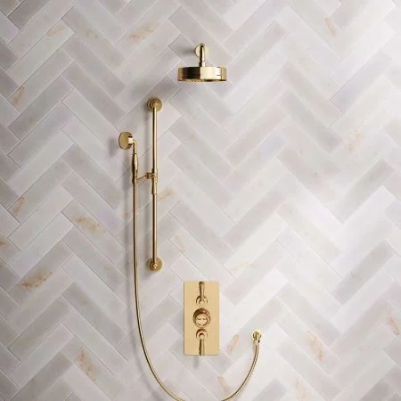 Klee Dual Outlet Concealed Shower with Slider Rail & 8" Rose - Metal Lever