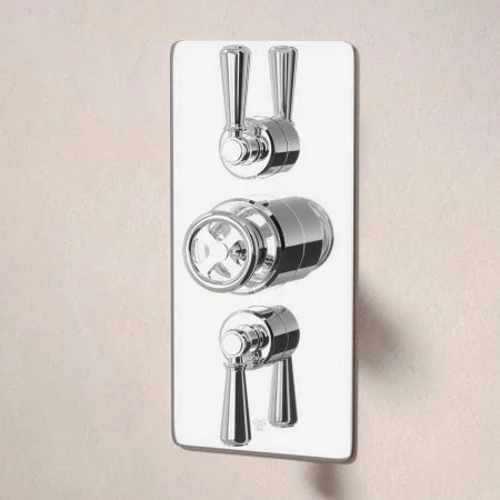 Klee Dual Outlet Concealed Shower with Slider Rail, 500mm Wall Arm & 8" Rose - Metal Lever - Chrome