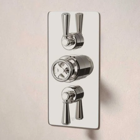 Klee Dual Outlet Concealed Shower with Slider Rail, 210mm Ceiling Arm & 8" Rose - Metal Lever - Polished Nickel