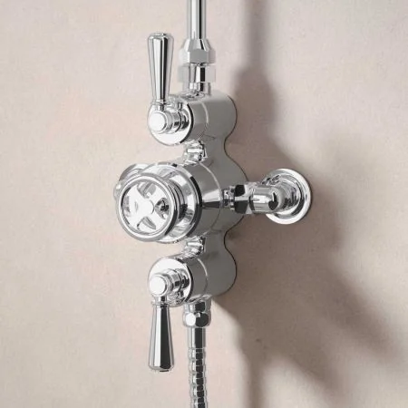 Klee Dual Outlet Exposed Shower with Rigid Riser, Hook Mount & 8" Rose - Metal Lever