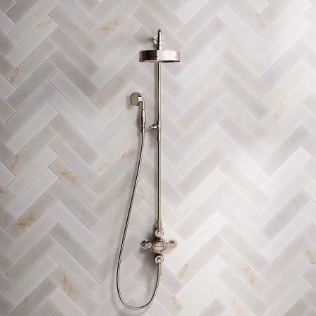Klee Dual Outlet Exposed Shower with Rigid Riser, Mounted Handheld Shower & 8" Rose - Metal Lever -  Polished Nickel