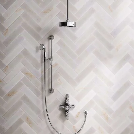 Klee Dual Outlet Semi Exposed Shower with Slider Rail & 8" Rose - Metal Lever