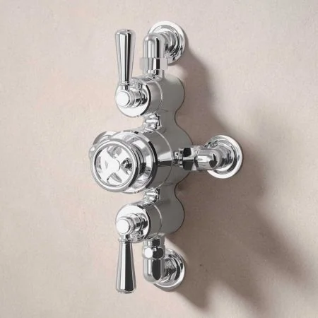 Klee Dual Outlet Semi Exposed Shower with Hook Mount, 500mm Wall Arm & 8" Rose - Metal Lever - Chrome