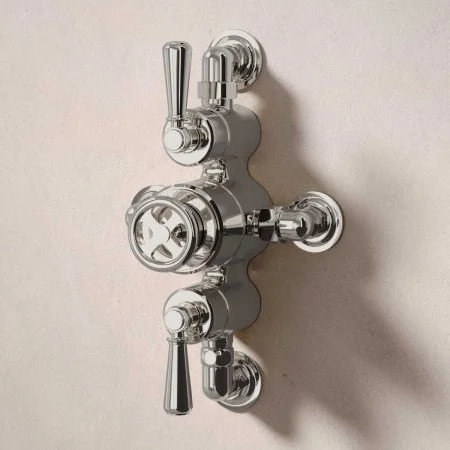 Klee Dual Outlet Semi Exposed Shower with Slider Rail, 500mm Wall Arm & 8" Rose - Metal Lever - Polished Nickel