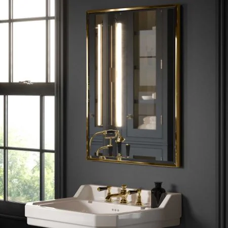 Traditional Fixed 24" x 30" Rectangular Mirror - Living Brass