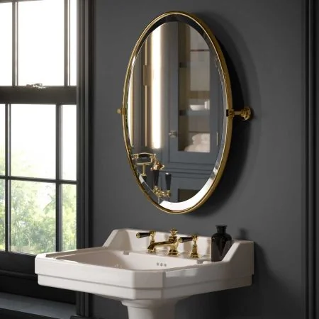 Traditional Hinged Oval Mirror - Timeless Brass