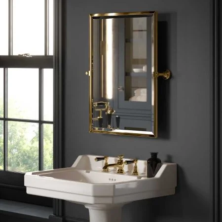 Traditional Hinged Rectangular Mirror - Timeless Brass