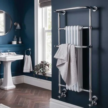 Vogue Regency Tall Wall Mounted Radiator & Towel Rail - Mild Steel Construction - Polished Nickel