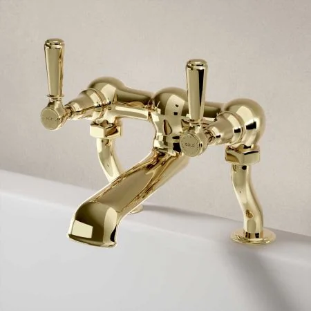 Linton Bath Filler Tap Metal Lever Timeless Brass 3/4BSP