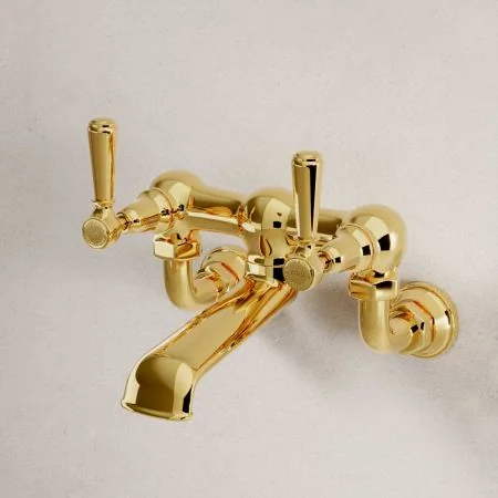 Linton Bath Filler Tap Wall Mounted Metal Lever Living Brass 3/4BSP