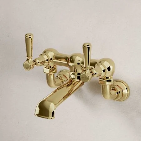 Linton Bath Filler Tap Wall Mounted Metal Lever Timeless Brass 3/4 BSP
