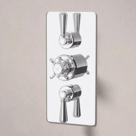 Linton Dual Outlet Concealed Shower with Handheld Shower Hook, 300mm Wall Arm & 6" Rose - Metal Lever - Chrome
