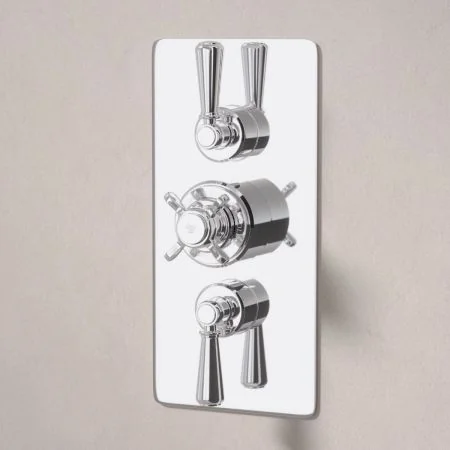 Linton Dual Outlet Concealed Shower with Slider Rail, 300mm Wall Arm & 6" Rose - Metal Lever - Chrome