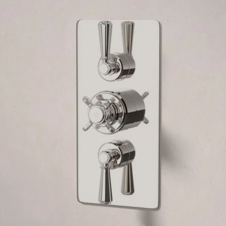 Linton Dual Outlet Concealed Shower with Handheld Shower Hook, 300mm Wall Arm & 6" Rose - Metal Lever - Polished Nickel