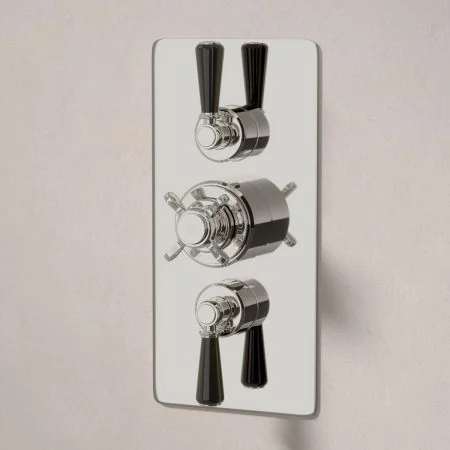 Linton Dual Outlet Concealed Shower with Slider Rail - Black Lever