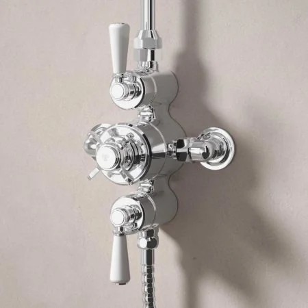 Linton Dual Outlet Exposed Shower with Slider Rail - White Lever