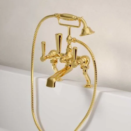 Linton Bath Shower Mixer Metal Lever Living Brass 3/4BSP