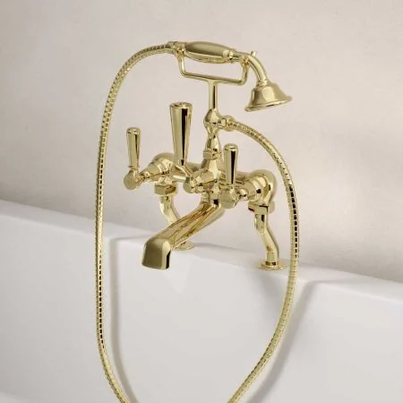 Linton Bath Shower Mixer Metal Lever Timeless Brass 3/4BSP