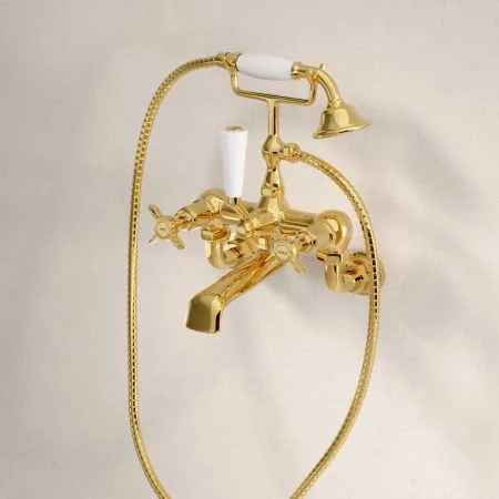 Linton Bath Shower Mixer Wall Mounted X Top Living Brass