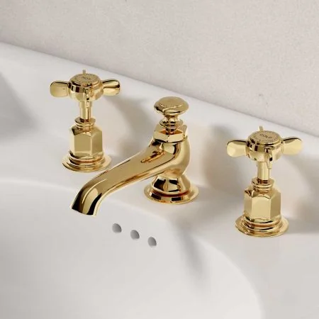 Linton X Top 3 Hole Basin Mixer C/W Pop Up Waste Living Brass