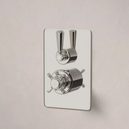 Linton Single Outlet Concealed Shower with 210mm Ceiling Arm & 6" Rose - Metal Lever - Polished Nickel