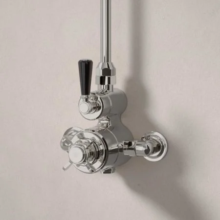 Linton Single Outlet Exposed Shower - Black Lever